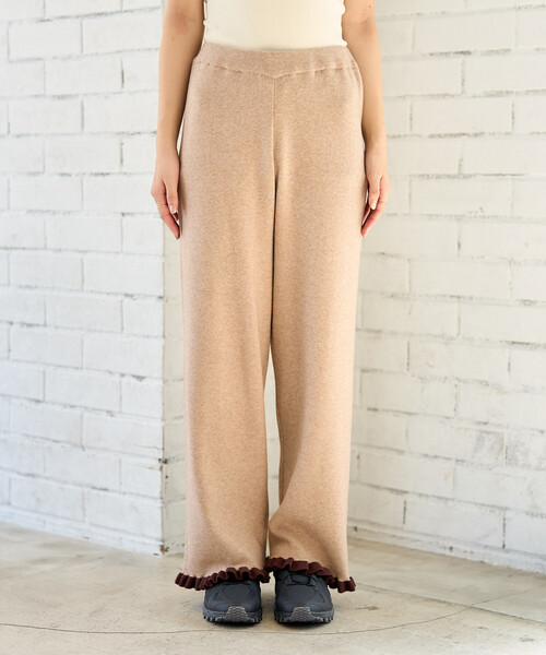 FREAK'S STORE(フリークスストア)の「配色 裾フリル ニット イージーパンツ/ニットパンツ(その他パンツ・レディース・ベージュ/チャコールグレー/ブルーグリーン/グレー・フリ-)」の5枚目の写真