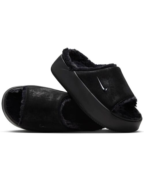 NIKE(iCL)̃iCL J[ Gx[V t@[ EBYXCh / Nike Calm Elevation Fur Women's Slides HV8560-001 Black(T_)