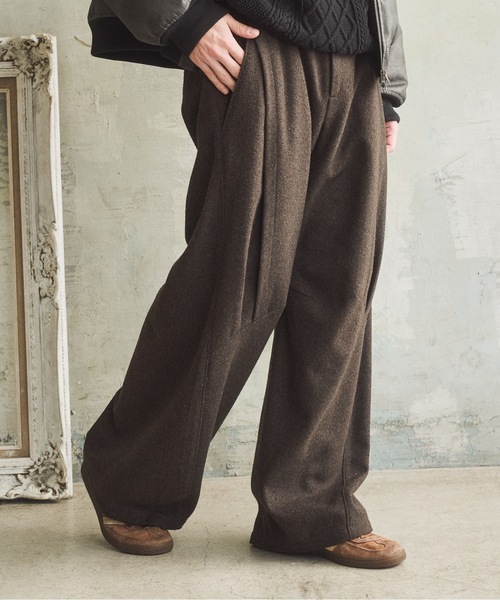 CASPER JOHN(キャスパージョン)の「Melton tuck pants/メルトンタックパンツ(その他パンツ・メンズ・ブラック/グレー/ブラウン・SMALL/X-SMALL/LARGE/MEDIUM)」の8枚目の写真