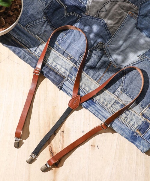 UNIVERSAL OVERALL（ユニバーサルオーバーオール）の「【RES】【UNIVERSAL OVERALL】Leather Suspenders（サスペンダー・メンズ・ブラック/ネイビー/ダークブラウン/ブラウン/グリーン・FREE）」の2枚目の写真