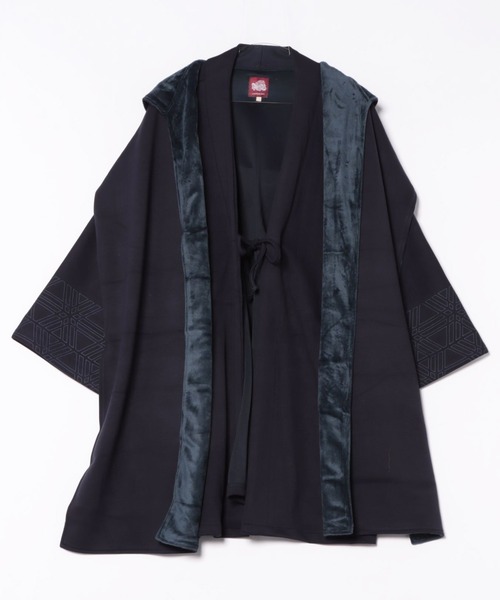 カヤ（カヤ）の「【カヤ】組子文様メンズニット羽織（カーディガン/ボレロ・メンズ・ブラウン/スミクロ/ネイビー・FREE）」の3枚目の写真