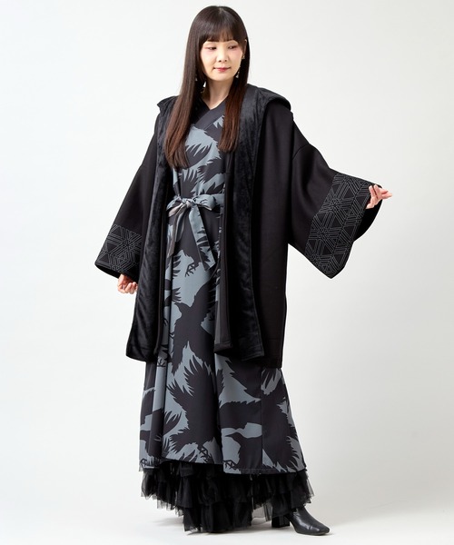 カヤ（カヤ）の「【カヤ】組子文様メンズニット羽織（カーディガン/ボレロ・メンズ・ブラウン/スミクロ/ネイビー・FREE）」の6枚目の写真