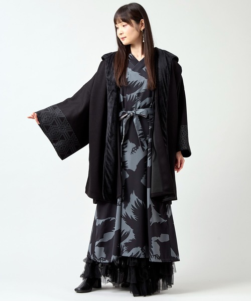 カヤ（カヤ）の「【カヤ】組子文様メンズニット羽織（カーディガン/ボレロ・メンズ・ブラウン/スミクロ/ネイビー・FREE）」の8枚目の写真