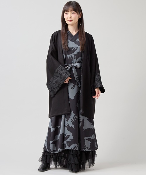 カヤ（カヤ）の「【カヤ】組子文様メンズニット羽織（カーディガン/ボレロ・メンズ・ブラウン/スミクロ/ネイビー・FREE）」の14枚目の写真