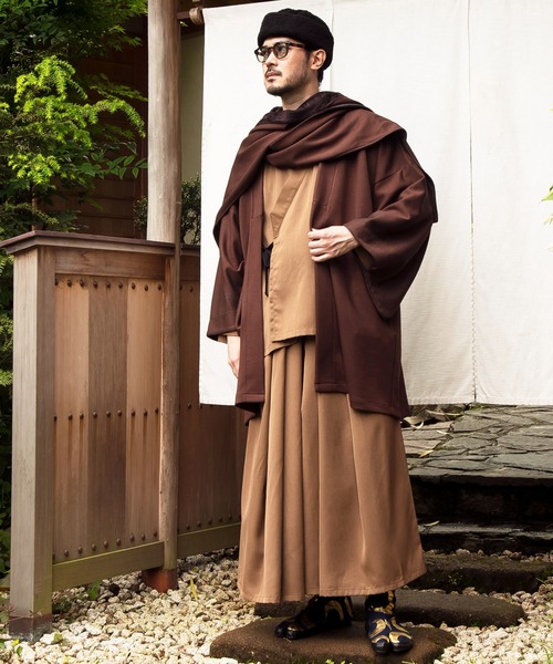 カヤ（カヤ）の「【カヤ】組子文様メンズニット羽織（カーディガン/ボレロ・メンズ・ブラウン/スミクロ/ネイビー・FREE）」の20枚目の写真