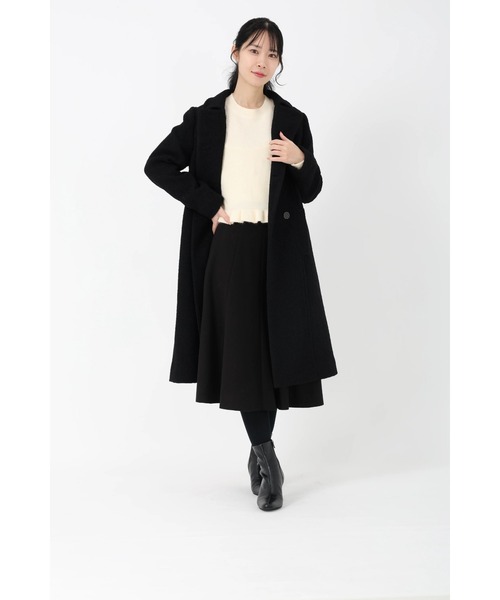 セール】ループヤーンラメファンシー_ダブル釦ロングコート（ステン