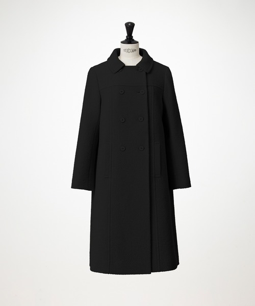 STRAWBERRY-FIELDS（ストロベリーフィールズ）の「ループヤーンラメファンシー_ダブル釦ロングコート（ステンカラーコート・レディース・ブラック/ベージュ・2）」の8枚目の写真