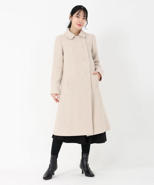 STRAWBERRY-FIELDS（ストロベリーフィールズ）の「ループヤーンラメファンシー_ダブル釦ロングコート（ステンカラーコート・レディース・ブラック/ベージュ・2）」の5枚目の写真
