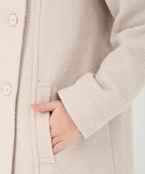 STRAWBERRY-FIELDS（ストロベリーフィールズ）の「ループヤーンラメファンシー_ダブル釦ロングコート（ステンカラーコート・レディース・ブラック/ベージュ・2）」の12枚目の写真