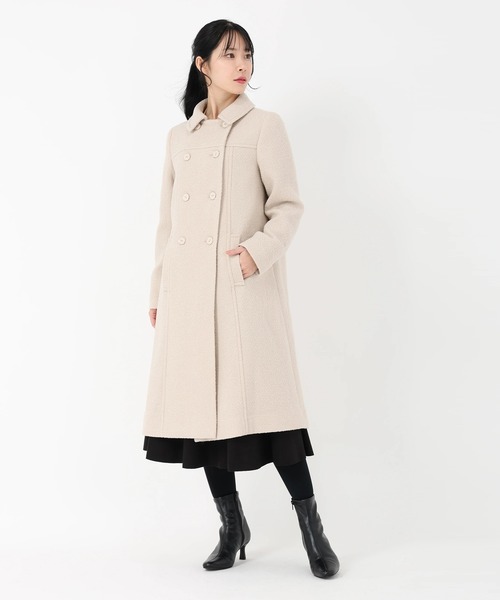 STRAWBERRY-FIELDS（ストロベリーフィールズ）の「ループヤーンラメファンシー_ダブル釦ロングコート（ステンカラーコート・レディース・ブラック/ベージュ・2）」の14枚目の写真