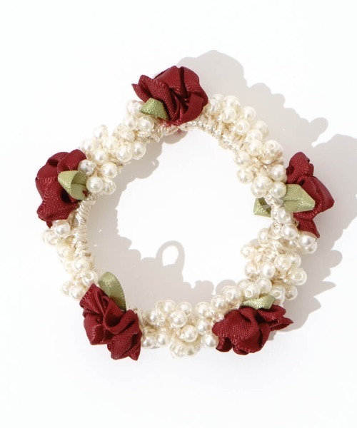 flower（フラワー）の「パーリーローズゴム（ヘアゴム・レディース・レッド/アイボリー・FREE）」の8枚目の写真