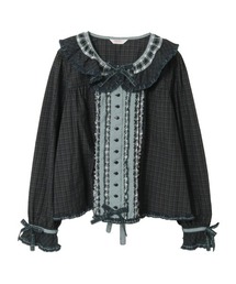 盛*き様 美品♡ピンクハウス フリル ピンタック ボタンレス トップス 黒 美品♡ピンクハウス フリル ピンタック ボタンレス トップス 黒