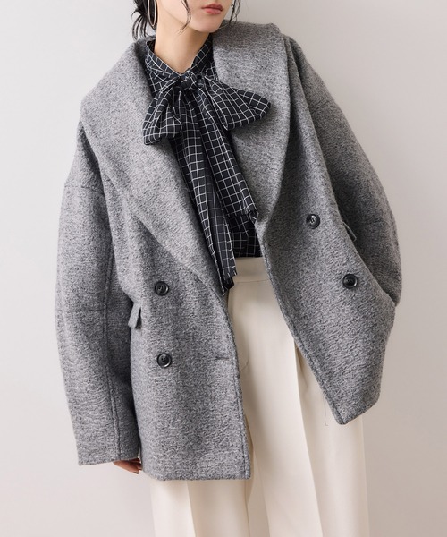 VIS（ビス）の「【WEB限定】カールシャギージャコット（ピーコート・レディース・グレー系その他/ダークブラウン/キナリ・FREE）」の3枚目の写真