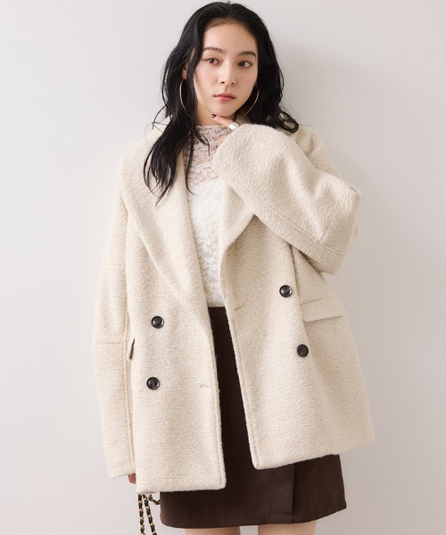 VIS（ビス）の「【WEB限定】カールシャギージャコット（ピーコート・レディース・グレー系その他/ダークブラウン/キナリ・FREE）」の2枚目の写真