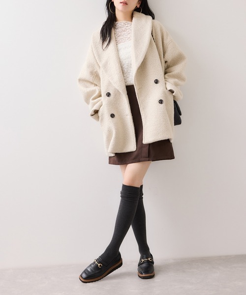 VIS（ビス）の「【WEB限定】カールシャギージャコット（ピーコート・レディース・グレー系その他/ダークブラウン/キナリ・FREE）」の8枚目の写真