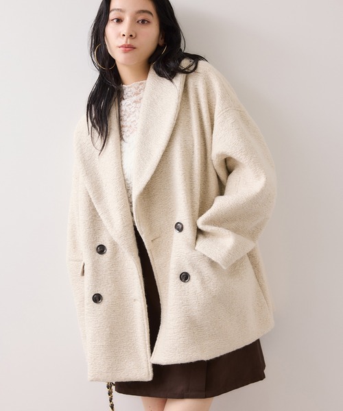 VIS（ビス）の「【WEB限定】カールシャギージャコット（ピーコート・レディース・グレー系その他/ダークブラウン/キナリ・FREE）」の4枚目の写真