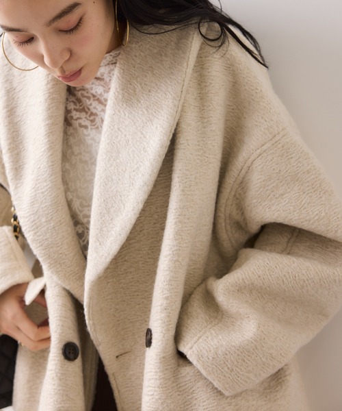 VIS（ビス）の「【WEB限定】カールシャギージャコット（ピーコート・レディース・グレー系その他/ダークブラウン/キナリ・FREE）」の5枚目の写真