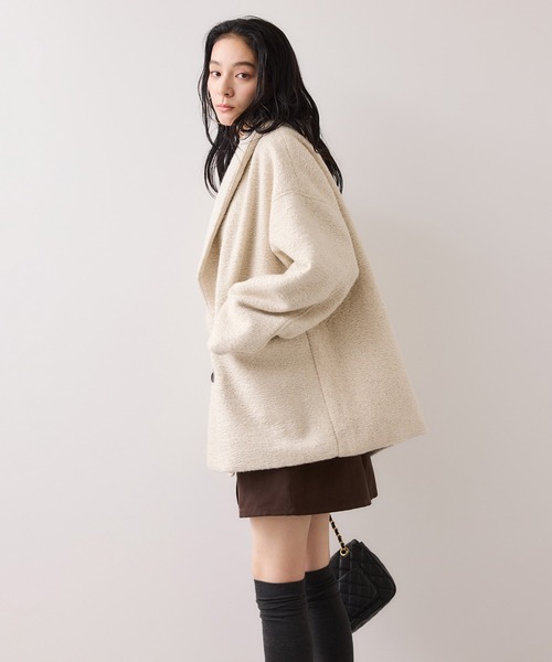 VIS（ビス）の「【WEB限定】カールシャギージャコット（ピーコート・レディース・グレー系その他/ダークブラウン/キナリ・FREE）」の6枚目の写真