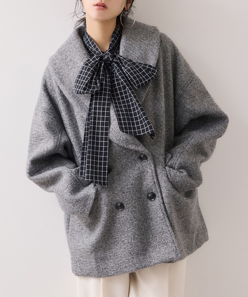 VIS（ビス）の「【WEB限定】カールシャギージャコット（ピーコート・レディース・グレー系その他/ダークブラウン/キナリ・FREE）」の12枚目の写真