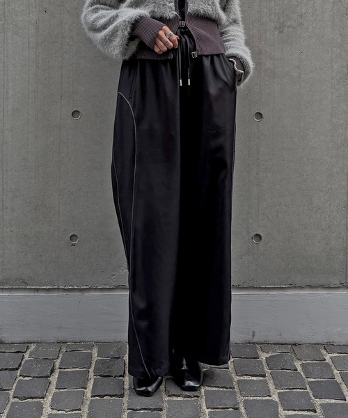 &g'aime（アンジェム）の「【&g'aime】カーブラインパンツ　Curve Line Pants（スラックス・レディース・ブラック/ブラウン・FREE）」の3枚目の写真