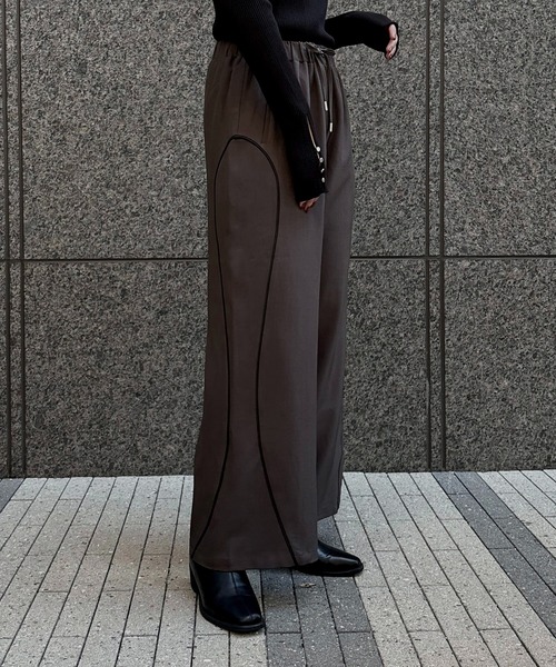 【セール】アバハウス　ラムレザーパンツ ブラックキルティング 革パンツ サイズ2 Graphpaper) Lamb Leather Track Wide Shorts (GM261-40405