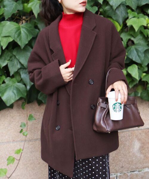 le.coeur blanc（ルクールブラン）の「ウールオーバーチェスターハーフコート（チェスターコート・レディース・グレイッシュベージュ/ブラウン/ネイビー・38）」の2枚目の写真