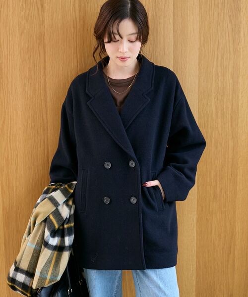 le.coeur blanc（ルクールブラン）の「ウールオーバーチェスターハーフコート（チェスターコート・レディース・グレイッシュベージュ/ブラウン/ネイビー・38）」の17枚目の写真