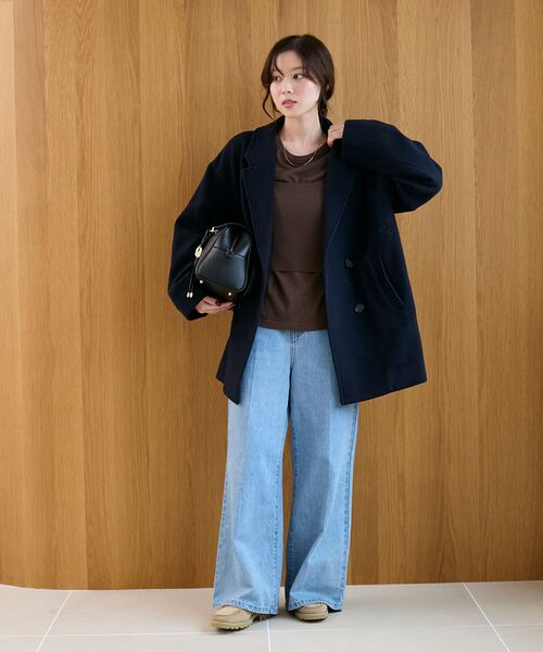 le.coeur blanc（ルクールブラン）の「ウールオーバーチェスターハーフコート（チェスターコート・レディース・グレイッシュベージュ/ブラウン/ネイビー・38）」の22枚目の写真