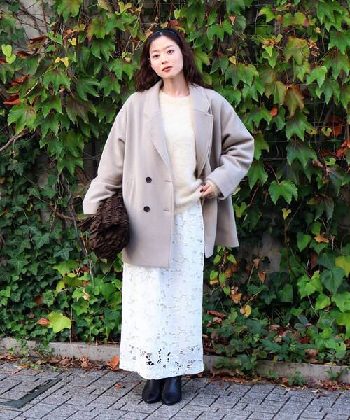 le.coeur blanc（ルクールブラン）の「ウールオーバーチェスターハーフコート（チェスターコート・レディース・グレイッシュベージュ/ブラウン/ネイビー・38）」の4枚目の写真