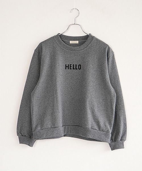 SOLAMONAT（ソラモナ）の「ペンネ天竺 ベーシックプリントスウェット HELLO（スウェット・レディース・ホワイト×ブラック・FREE）」の4枚目の写真