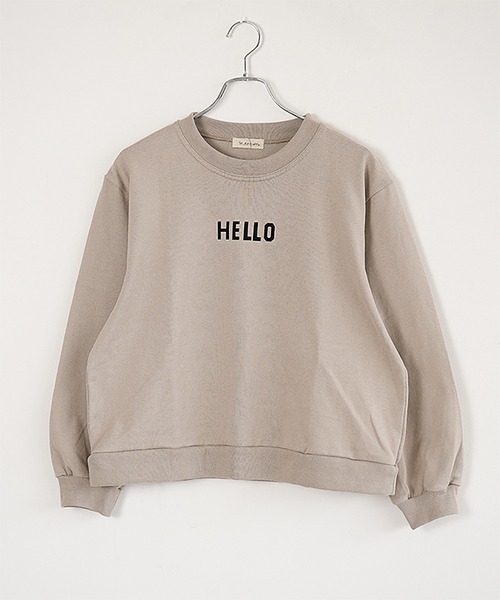 SOLAMONAT（ソラモナ）の「ペンネ天竺 ベーシックプリントスウェット HELLO（スウェット・レディース・ホワイト×ブラック・FREE）」の2枚目の写真
