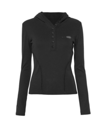 Button Up Lace Hoodie (FL-148_Black)