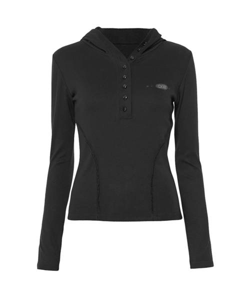 Button Up Lace Hoodie (FL-148_Black) — худи с кружевом, черный