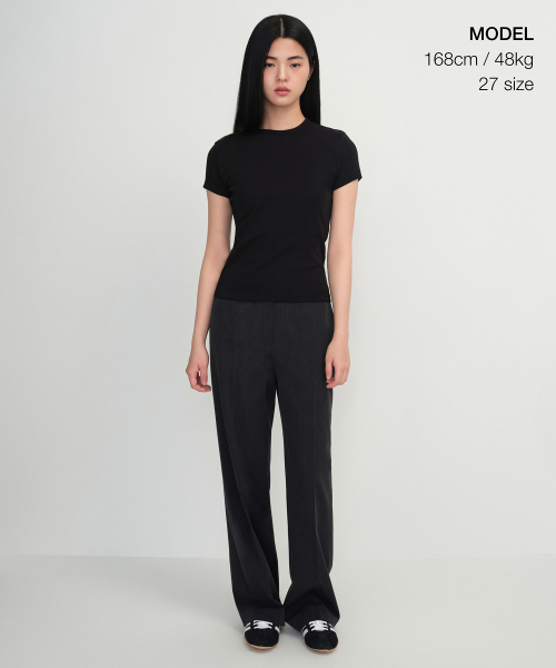MUSINSA STANDARD WOMAN（ムシンサスタンダードウーマン）の「ウィメンズストレートヒドゥンバンディングスラックス[チャコールグレー]（スラックス・レディース・その他・34/32/30/31/24/25/26/27/28/29）」の2枚目の写真