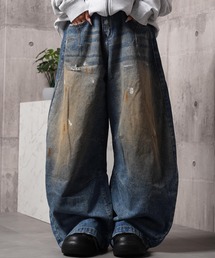 ダメージペイント バレルレッグジーンズ / Damage Paint Barrel Leg Jeans