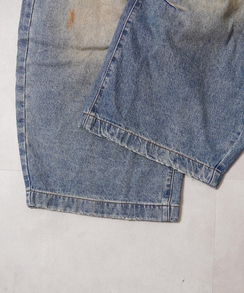 1111clothing(ワンフォークロージング)の「ダメージペイント バレルレッグジーンズ / Damage Paint Barrel Leg Jeans(デニムパンツ・メンズ・ブルー・S/M/L/XL)」の19枚目の写真