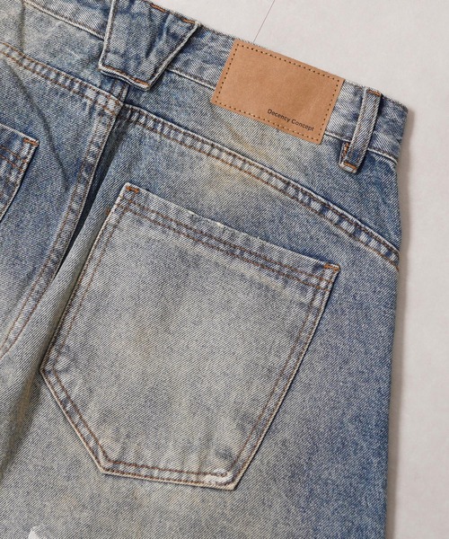 1111clothing(ワンフォークロージング)の「ダメージペイント バレルレッグジーンズ / Damage Paint Barrel Leg Jeans(デニムパンツ・メンズ・ブルー・S/M/L/XL)」の20枚目の写真