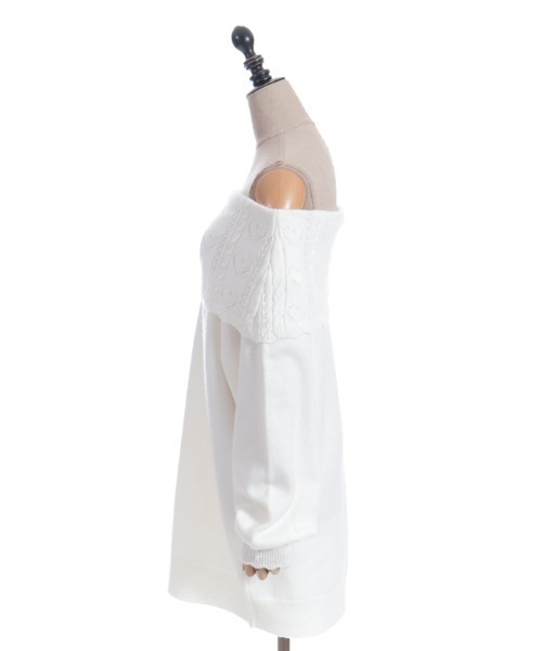 axes femme POETIQUE（アクシーズファムポエティック）の「ハート×ケーブル柄チュニワンピース（チュニック・レディース・ホワイト/ミント/ブラック・MEDIUM）」の5枚目の写真