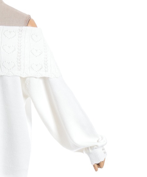 axes femme POETIQUE（アクシーズファムポエティック）の「ハート×ケーブル柄チュニワンピース（チュニック・レディース・ホワイト/ミント/ブラック・MEDIUM）」の10枚目の写真