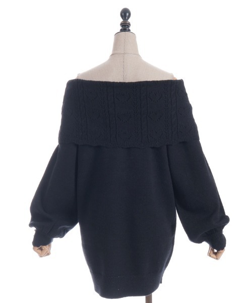 axes femme POETIQUE（アクシーズファムポエティック）の「ハート×ケーブル柄チュニワンピース（チュニック・レディース・ホワイト/ミント/ブラック・MEDIUM）」の14枚目の写真