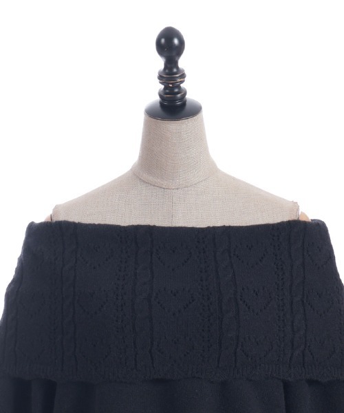 axes femme POETIQUE（アクシーズファムポエティック）の「ハート×ケーブル柄チュニワンピース（チュニック・レディース・ホワイト/ミント/ブラック・MEDIUM）」の15枚目の写真