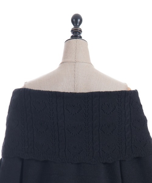 axes femme POETIQUE（アクシーズファムポエティック）の「ハート×ケーブル柄チュニワンピース（チュニック・レディース・ホワイト/ミント/ブラック・MEDIUM）」の18枚目の写真