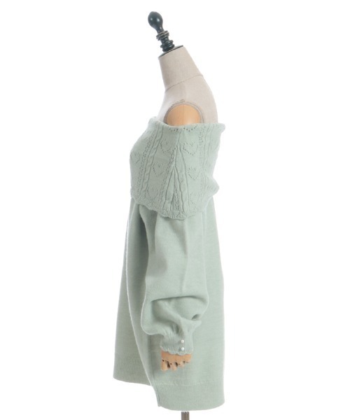 axes femme POETIQUE（アクシーズファムポエティック）の「ハート×ケーブル柄チュニワンピース（チュニック・レディース・ホワイト/ミント/ブラック・MEDIUM）」の22枚目の写真