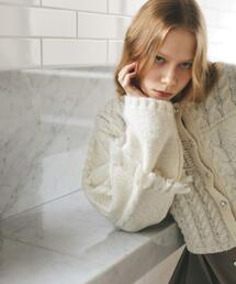 パッチワークケーブルニットカーディガン