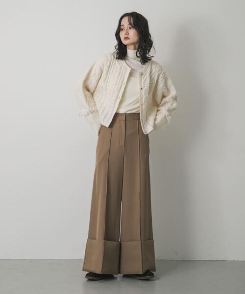 SENSE OF PLACE by URBAN RESEARCH(センスオブプレイスバイアーバンリサーチ)の「パッチワークケーブルニットカーディガン(カーディガン/ボレロ・レディース・アイボリー/レッド/チャコールグレー・ONE)」の12枚目の写真