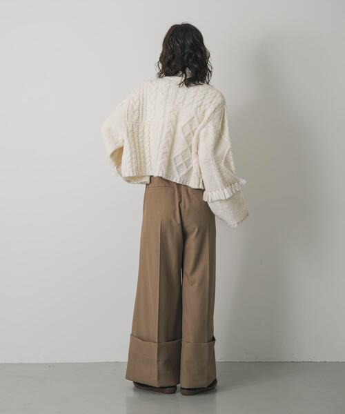 SENSE OF PLACE by URBAN RESEARCH(センスオブプレイスバイアーバンリサーチ)の「パッチワークケーブルニットカーディガン(カーディガン/ボレロ・レディース・アイボリー/レッド/チャコールグレー・ONE)」の13枚目の写真