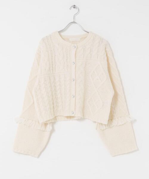 SENSE OF PLACE by URBAN RESEARCH(センスオブプレイスバイアーバンリサーチ)の「パッチワークケーブルニットカーディガン(カーディガン/ボレロ・レディース・アイボリー/レッド/チャコールグレー・ONE)」の14枚目の写真