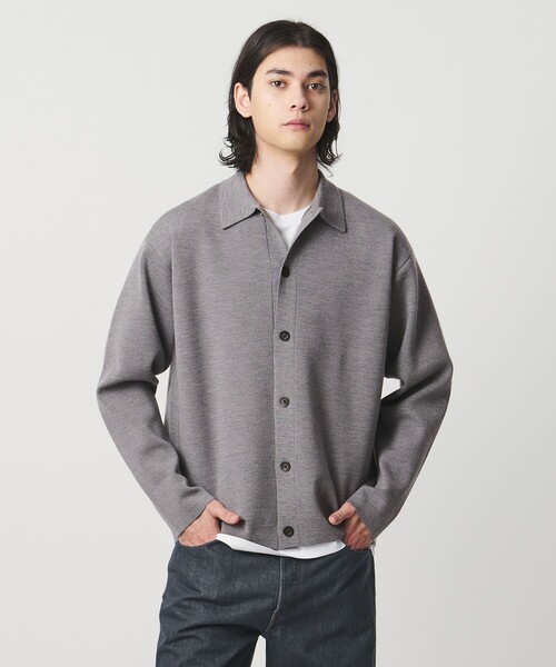 UNITED ARROWS（ユナイテッドアローズ）の「ウール カシミヤ スウェット ポロカラー カーディガン（カーディガン/ボレロ・メンズ・グレー系/ブラック・L/S/M/XL）」の2枚目の写真