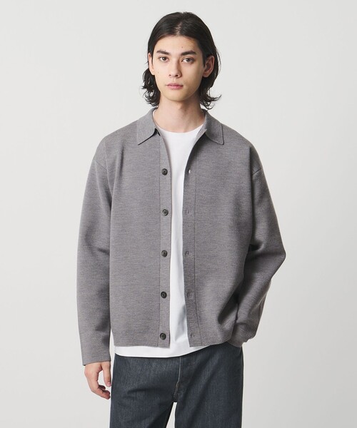 UNITED ARROWS（ユナイテッドアローズ）の「ウール カシミヤ スウェット ポロカラー カーディガン（カーディガン/ボレロ・メンズ・グレー系/ブラック・L/S/M/XL）」の3枚目の写真