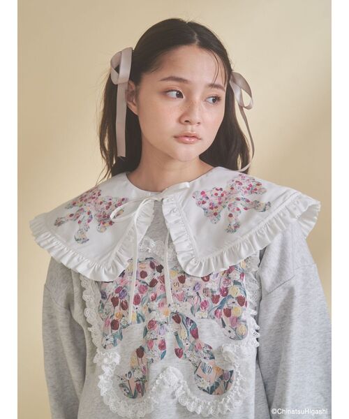 merry jenny（メリージェニー）の「Dream Garden-tulip ribbon collar（付け襟・レディース・オフホワイト・FREE）」の4枚目の写真